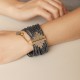 Pulseira Camila Klein Maya Grafite e Ouro Velho