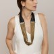 Colar Camila Klein Rochas Maxi Couro Ouro Velho e Grafite