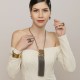Colar Camila Klein Rochas Franjas Grafite e Ouro Velho
