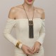 Colar Camila Klein Rochas Franjas Grafite e Ouro Velho