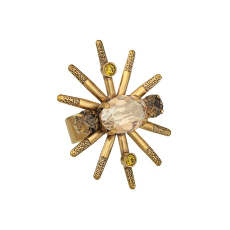 Anel Korpusnu Solis Aro Cristais Ouro Vintage
