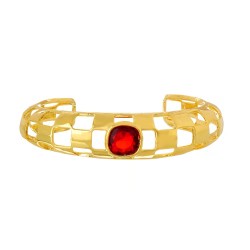 Pulseira Nádia Gimenes Xadrez Bracelete Dourado
