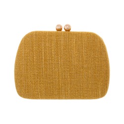 Bolsa Maria Chic Acessórios Clutch Ema Linho Mostarda