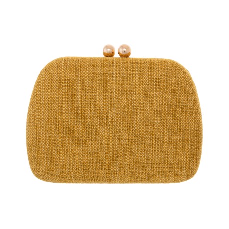 Bolsa Maria Chic Acessórios Clutch Ema Linho Mostarda