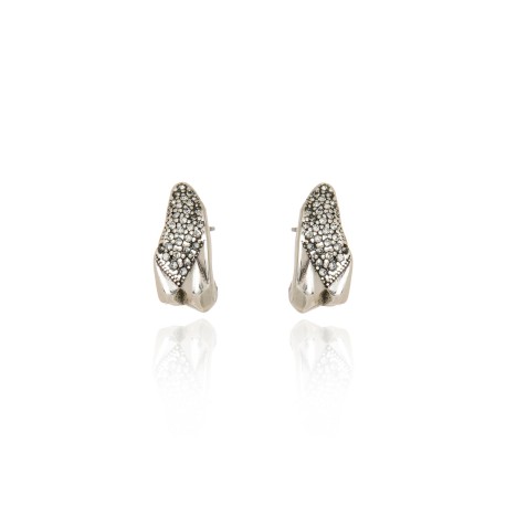 Brinco Claudia Arbex Shark Duo Piercing Prata Vintage