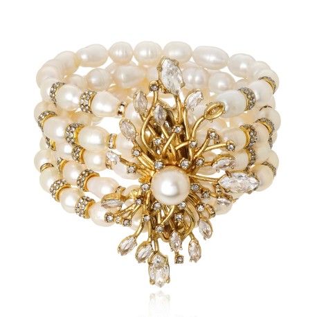 Pulseira Claudia Arbex Vitória Pérolaa Ouro Vintage