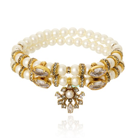 Pulseira Claudia Arbex Vitória Pérola Ouro Vintage