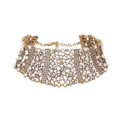 Colar Nino Bran Acessórios Choker Pérolas Ouro Vintage