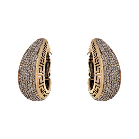 Brinco Nino Bran Acessórios Argola Cristais Ouro Vintage