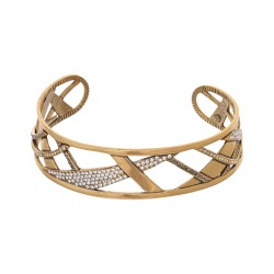 Colar Claudia Arbex Blade Choker Cristais Ouro Vintage