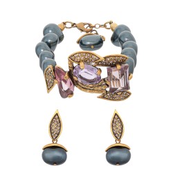 Conjunto Camila Klein Tsarina Pérolas Cristais Ouro Velho