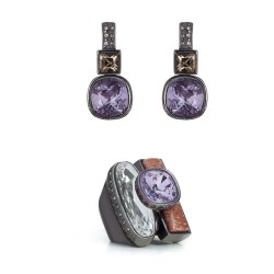 Conjunto Camila Klein Memories Pedra Natural Cristais Grafite