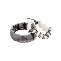 Pulseira Camila Klein Graham Kit Pérolas Resina Grafite