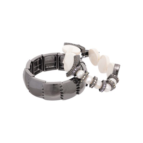 Pulseira Camila Klein Graham Kit Pérolas Resina Grafite