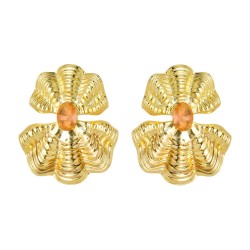 Brinco Nádia Gimenes Maré Boho Pressão Cristal Dourado