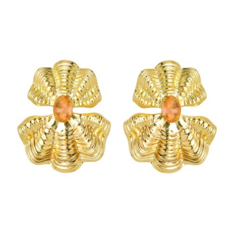 Brinco Nádia Gimenes Maré Boho Pressão Cristal Dourado