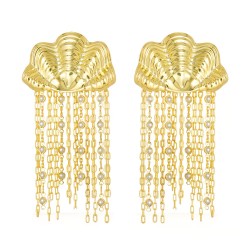Brinco Nádia Gimenes Maré Boho Franja Dourado