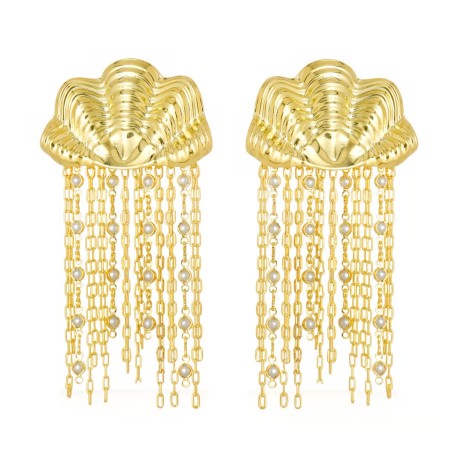 Brinco Nádia Gimenes Maré Boho Franja Dourado