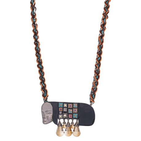 Colar Camila Klein Eve Esmaltado Longo Cristais Grafite