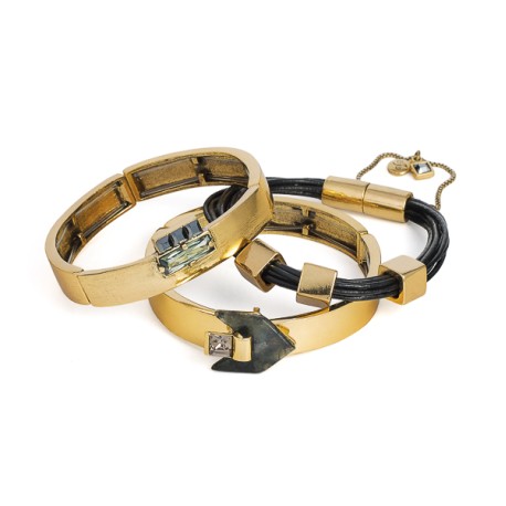 Pulseira Camila Klein Marmore Kit Couro Ouro Velho