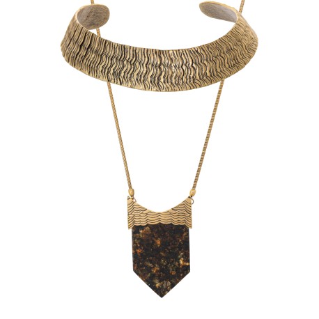 Colar Camila Klein Marmore Kit Choker Ouro Velho 