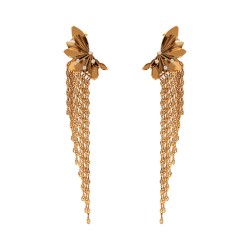 Brinco Monica Di Creddo Magnólia Cuf Franjas Ouro Vintage
