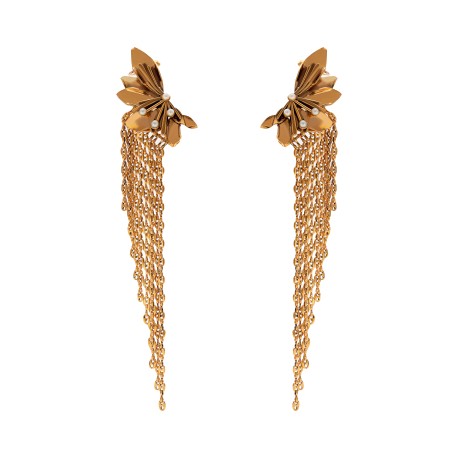 Brinco Monica Di Creddo Magnólia Cuf Franjas Ouro Vintage
