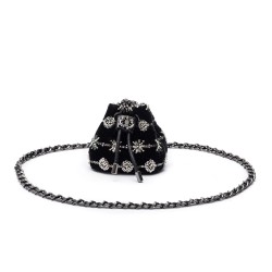 Bolsa Isla Nano Bucket Bordada Veludo V Etoile Preto