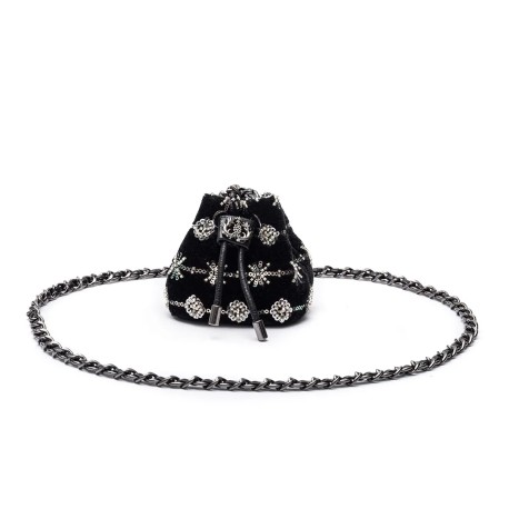Bolsa Isla Nano Bucket Bordada Veludo V Etoile Preto