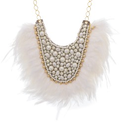 Colar Raquel Pires Glam Maxi Customizado Branco Dourado