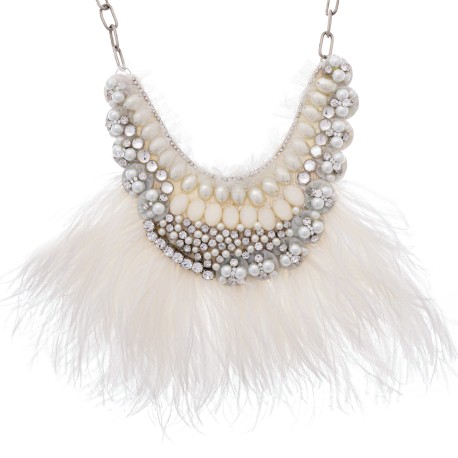 Colar Raquel Pires Glam Maxi Customizado Branco Prata