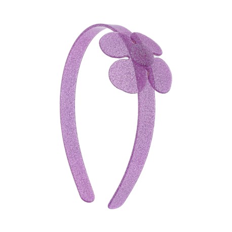 Tiara Bianca Accessory Infantil Flores Acrílica Lilás Gliter