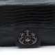 Bolsa Isla Anne Mini Baguete Couro Natural Lizard Preto