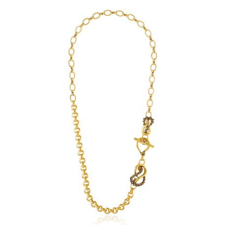 Colar Claudia Arbex Waves Gravata Ouro Vintage