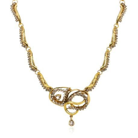 Colar Claudia Arbex Waves Cristais Ouro Vintage