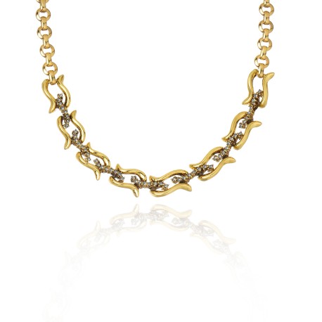 Colar Claudia Arbex Waves Choker Ouro Vintage