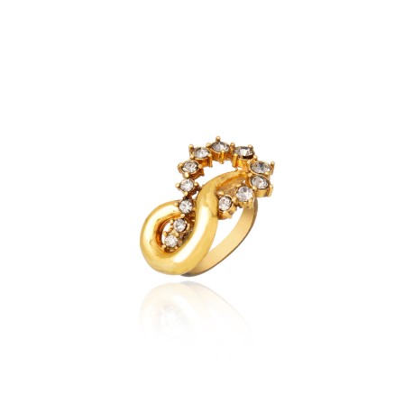 Anel Claudia Arbex Waves Cristais Ouro Vintage