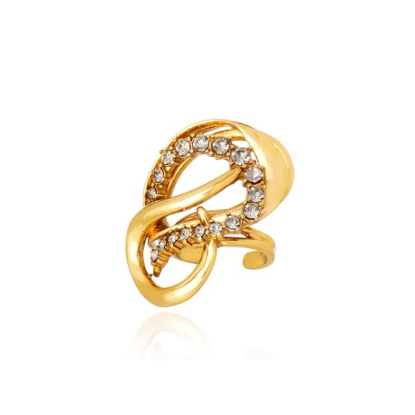 Anel Claudia Arbex Waves Cristais Ouro Vintage