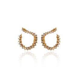 Brinco Claudia Arbex Waves Cristais Ouro Vintage