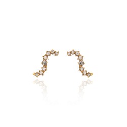 Brinco Claudia Arbex Waves Cristais Ouro Vintage