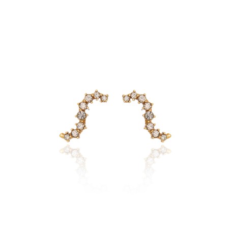 Brinco Claudia Arbex Waves Cristais Ouro Vintage