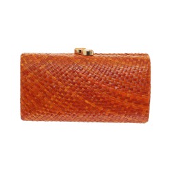Bolsa Serpui Clutch Mariah Palha Natural Orange