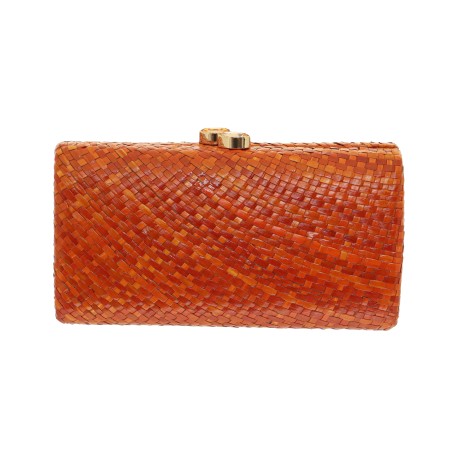 Bolsa Serpui Clutch Mariah Palha Natural Orange