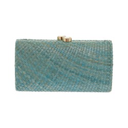 Bolsa Serpui Clutch Mariah Palha Natural Turquesa