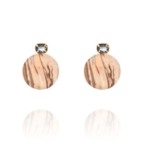 Brinco Camila Klein Cavalo Pedra Natural Ouro Velho