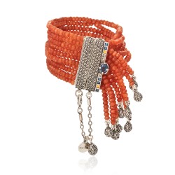 Pulseira Camila Klein Xeque Mate Pedras Naturais Prata Velho