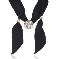 Colar Camila Klein Borbotão Choker Lenço Prata Velho