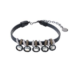 Colar Camila Klein Memories Choker Couro Metal Preto