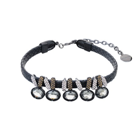 Colar Camila Klein Memories Choker Couro Metal Preto
