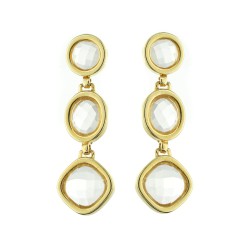 Brinco Fane's Jóias Contemporâneas Cristal Longo Dourado